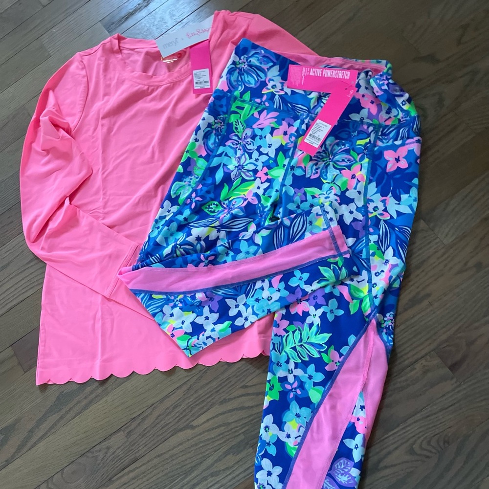 LILLY PULITZER SCALLOP top Luxletic Midi Leggings